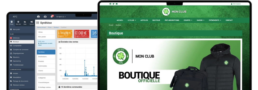 Boutique en ligne pour club de sport et associations sportives