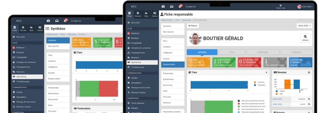 Logiciel gestion sponsors, sponsorins, mécénat et partenariats pour club de sport et associations sportives en ligne