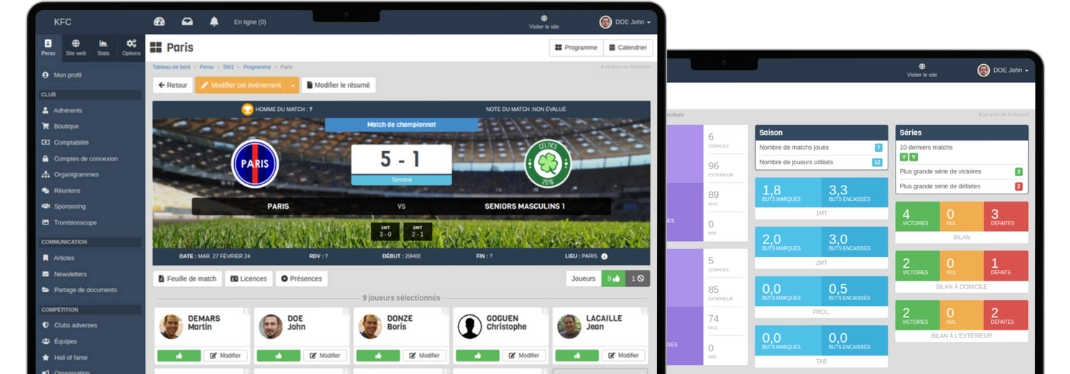 Logiciel gestion planning équipes sportive pour club de sport et associations sportives en ligne