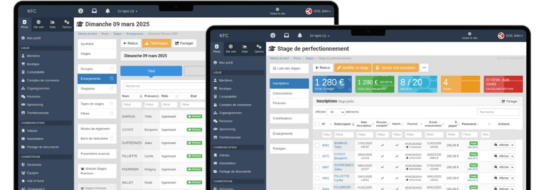 Logiciel gestion stages pour club de sport et associations sportives en ligne