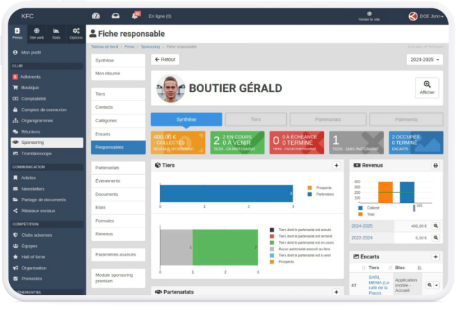 Logiciel gestion sponsors et prospects pour club de sport et associations sportives en ligne