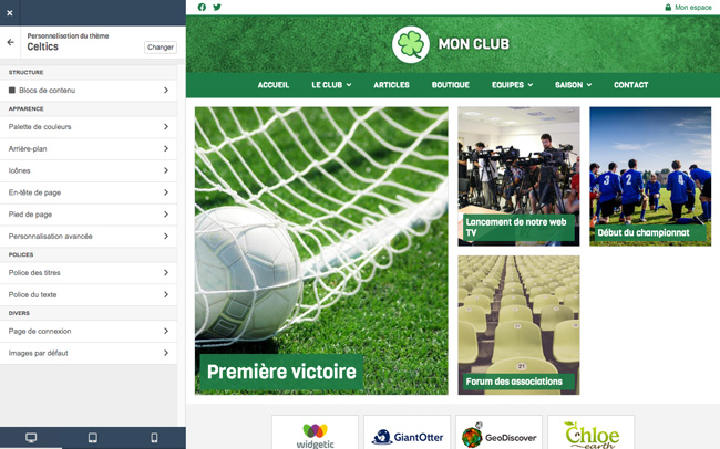 Logiciel en ligne gratuit création du site internet pour club de sport