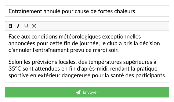 Informez vos membres simplement - Kalisport logiciel association sportive