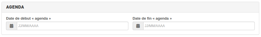 Formulaire Article - Renseigner un agenda