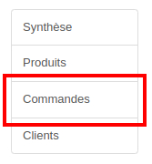 Intranet Kalisport menu boutique commandes