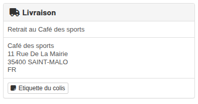Boutique - Commande bloc livraison