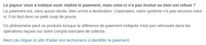 Kalisport - Paiement en ligne - Virement - Extrait module comptabilité