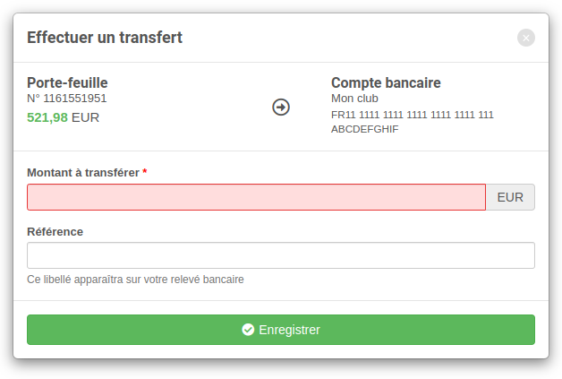 Lancer le transfert - Paiement en ligne