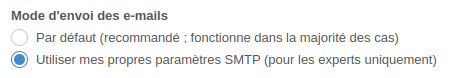 Envoi via SMTP personnalisé Kalisport