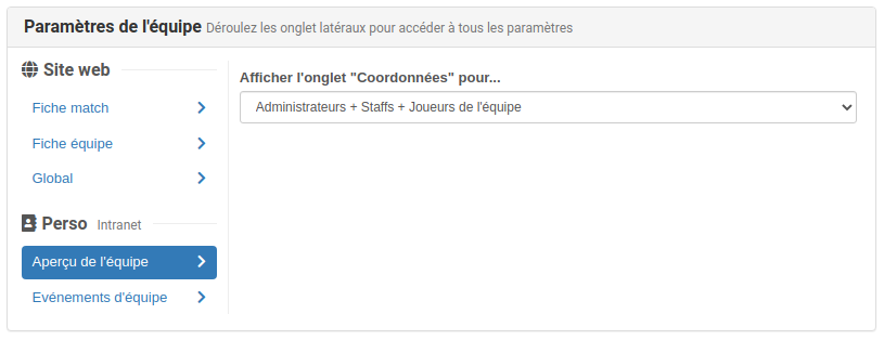 Kalisport - paramétrage coordonnés