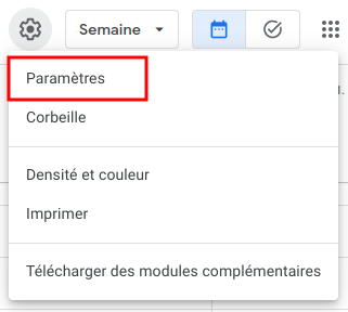 Google Agenda - Accès paramétrage