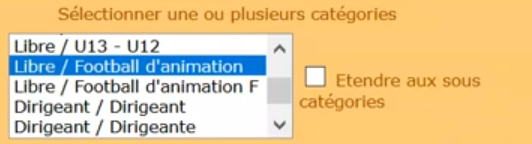 Footclubs - Extraction sélection catégories