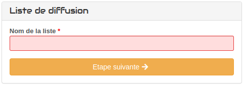 Liste de diffusion - Formulaire étape 1
