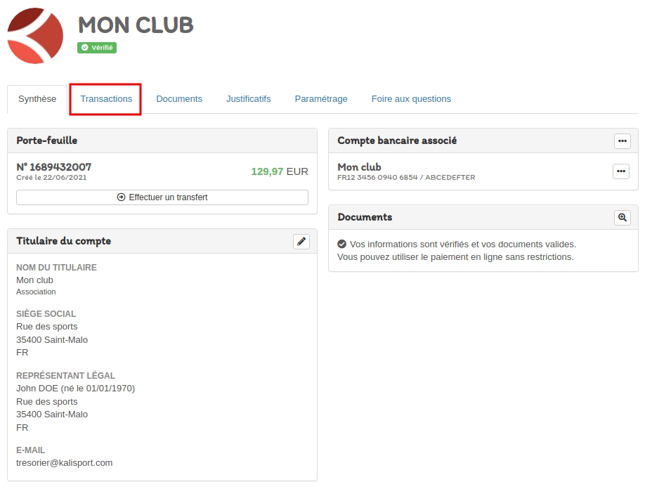 Kalisport - Paiement en ligne