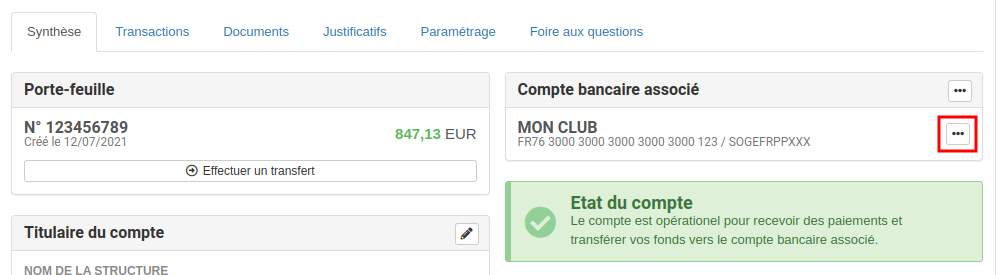 Paiement en ligne Kalisport - Compte bancaire à supprimer