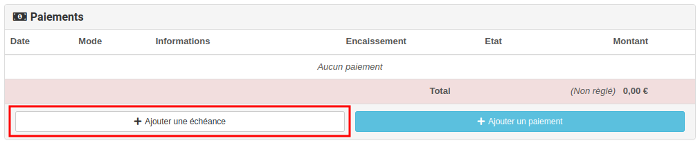Gestion des sponsors Kalisport - Ajouter une échéance de paiement