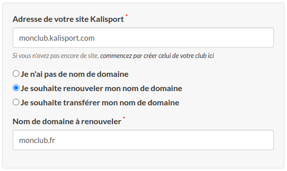 Renouveler mon nom de domaine Kalisport