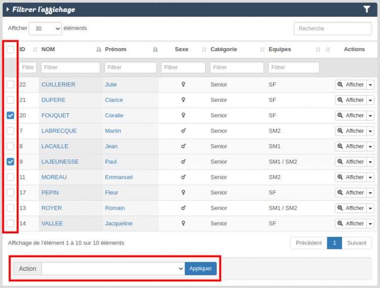 Intranet Kalisport - Datatable