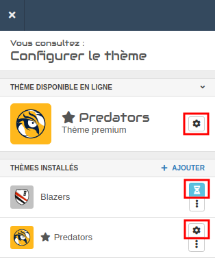 Accéder à la configuration du thème - Kalisport