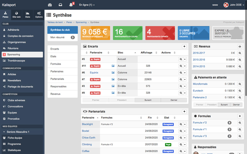 Réorganisation interface module sponsoring