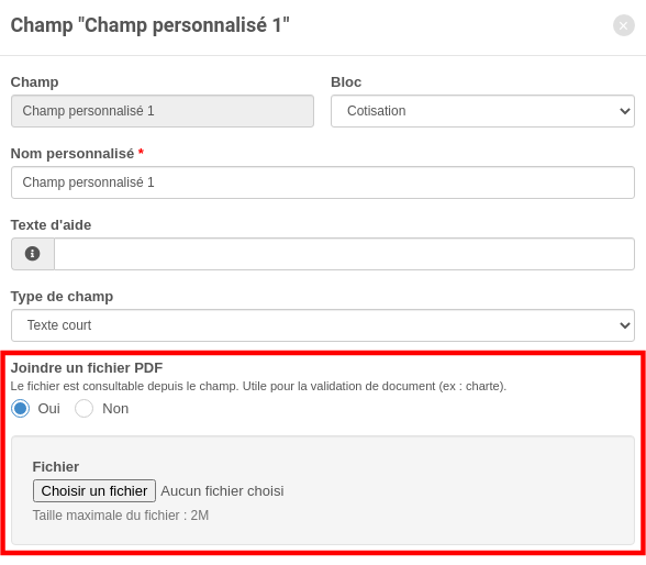Champs adhérents - Ajouter un fichier