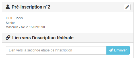 Adhérent pré-inscription - Ajout lien inscription issu de la fédération