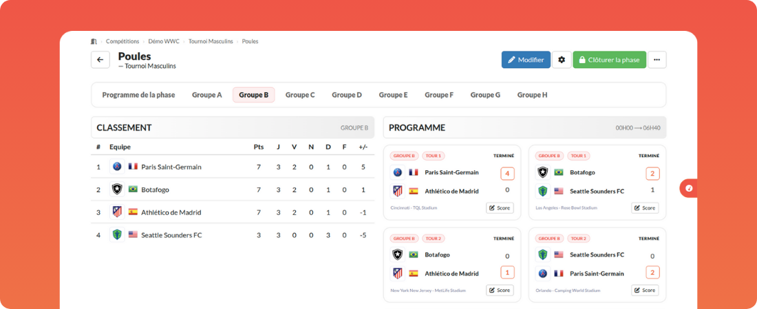 Mark, logiciel gestion tournoi - classement