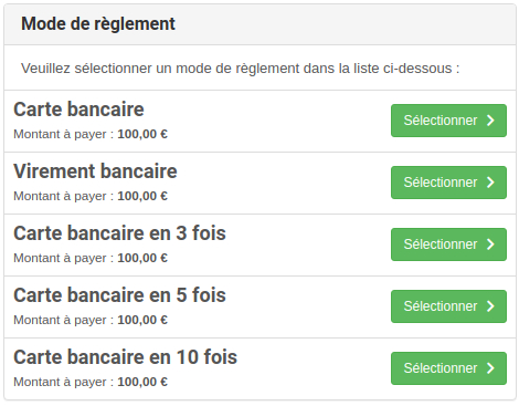 Paiement en plusieurs fois - Comptabilité - Liste des modes de règlements