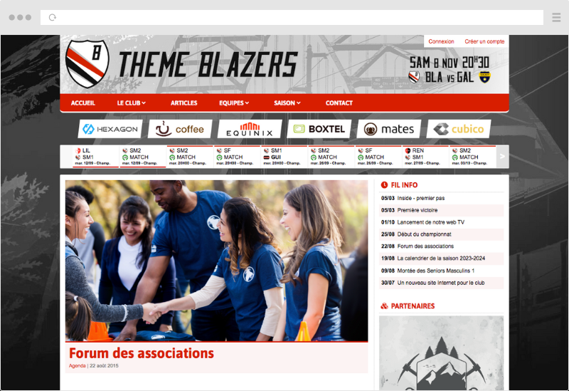 Thème Blazers - Logiciel gestion sportive pour club de sport