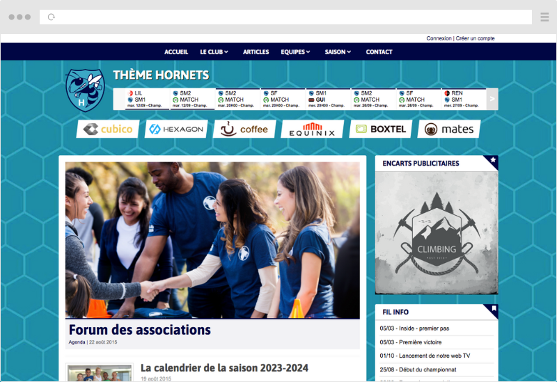 Thème Hornets - Logiciel gestion sportive pour club de sport