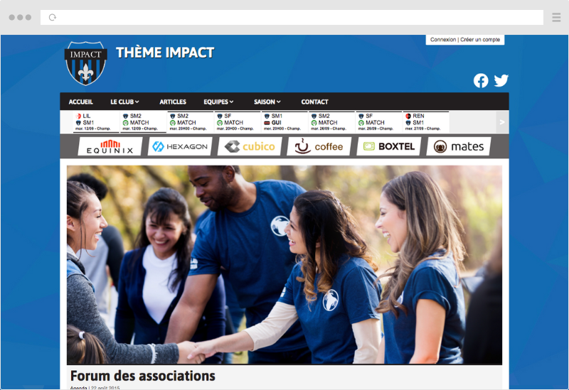 Thème Impact - Logiciel gestion sportive pour club de sport