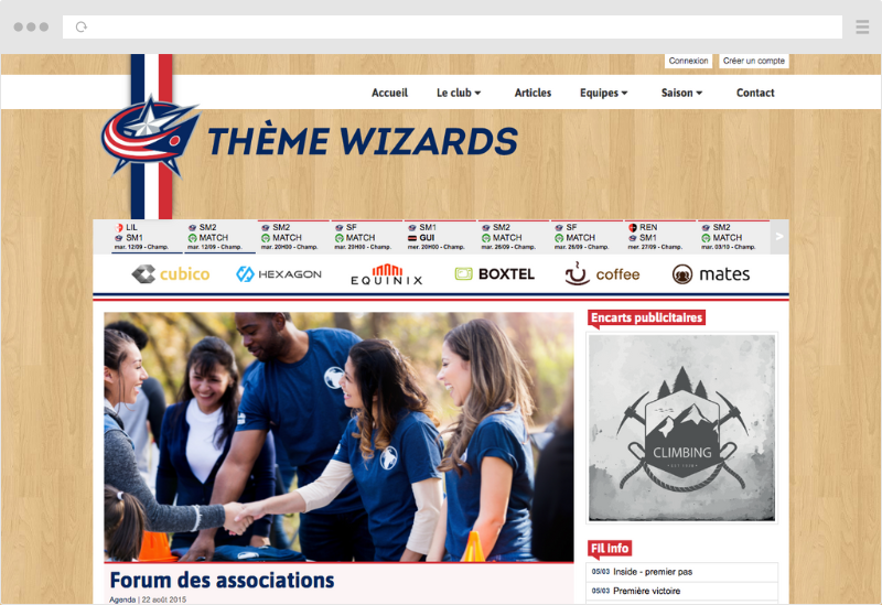 Thème Wizards - Logiciel gestion sportive pour club de sport