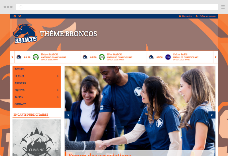 Thème Broncos - Logiciel gestion sportive pour club de sport