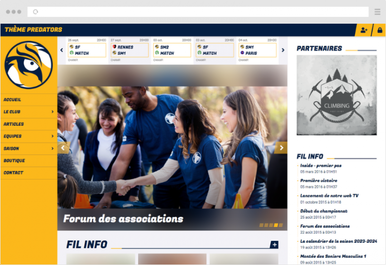 Thème Predators - Créer site internet gratuit pour association sportive et club de sport